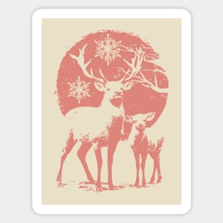 Winter Deer in Snow | Japanese Christmas Aesthetic Sticker